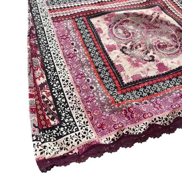 Victorias Secret Women M Pink Maroon Paisley Satin Lace Trim Intimate Slip Dress - Picture 8 of 16